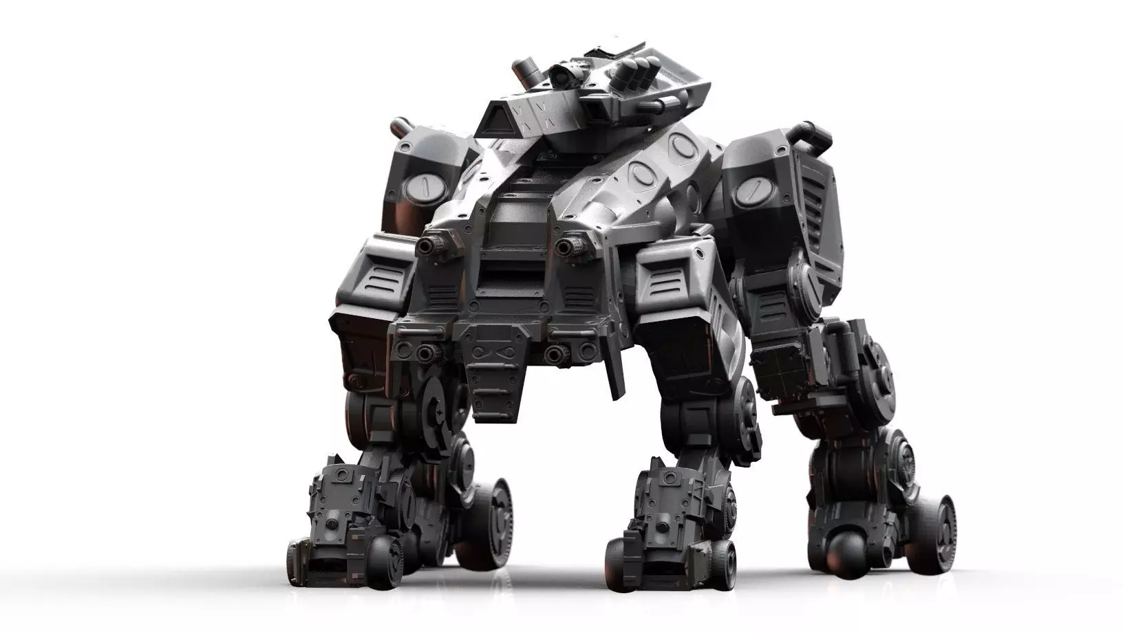Robot- Crazy Horse Quad Mech with Rail Rifle 3D print model_0