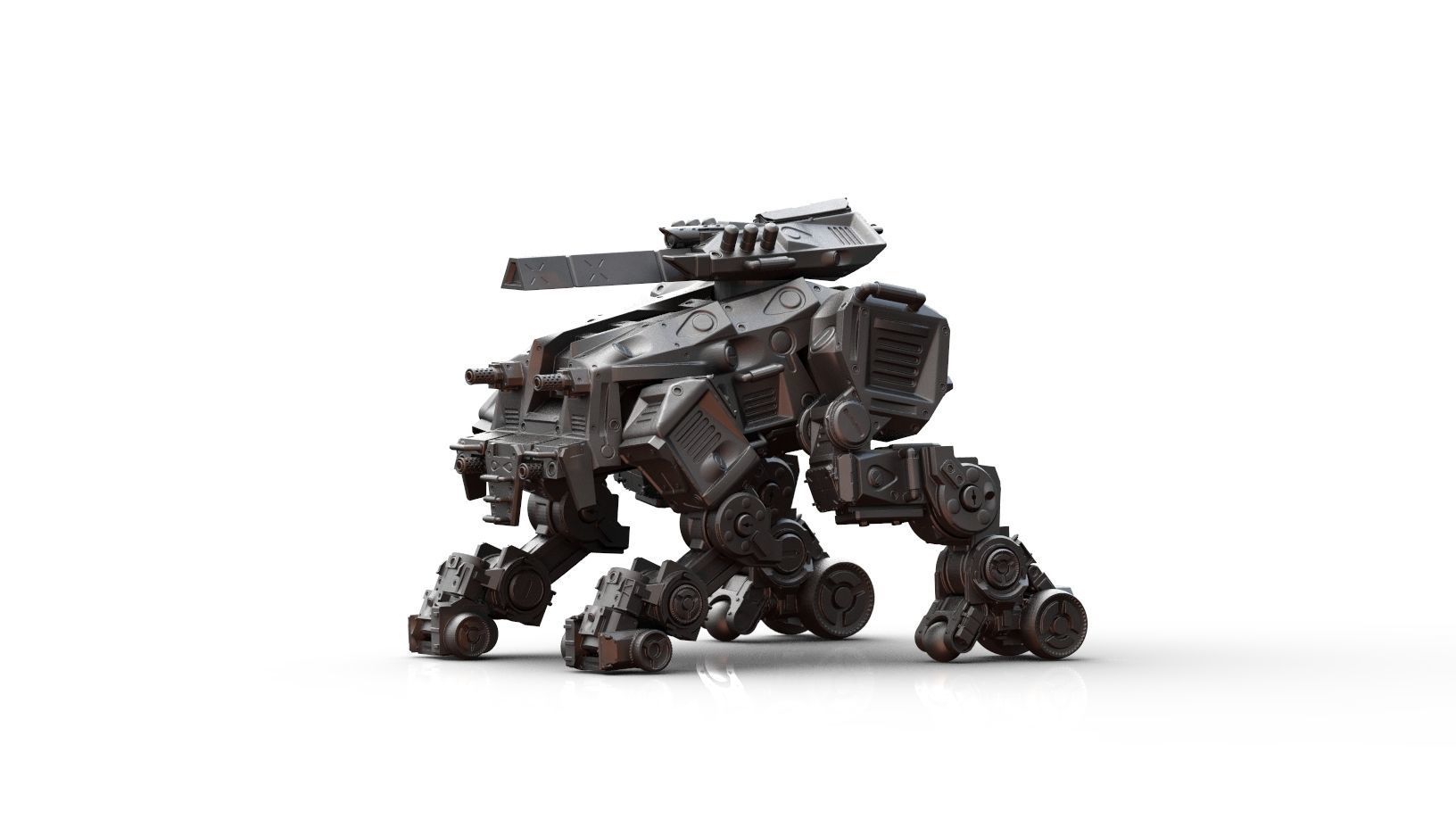Robot- Crazy Horse Quad Mech with Rail Rifle 3D print model_3