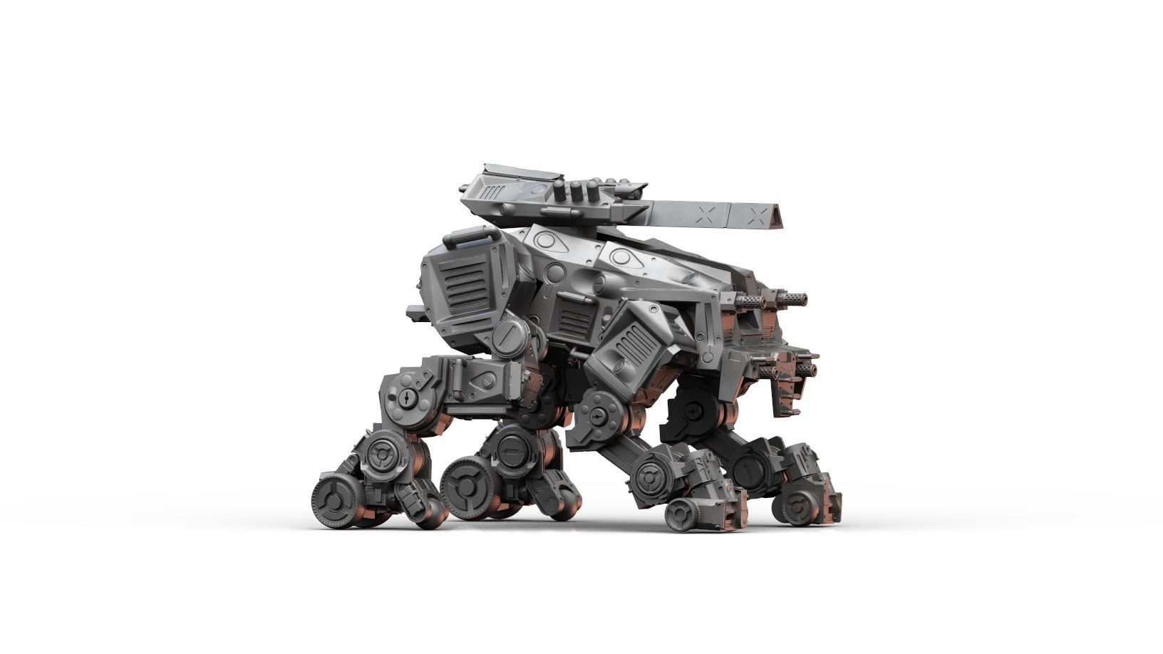 Robot- Crazy Horse Quad Mech with Rail Rifle 3D print model_4