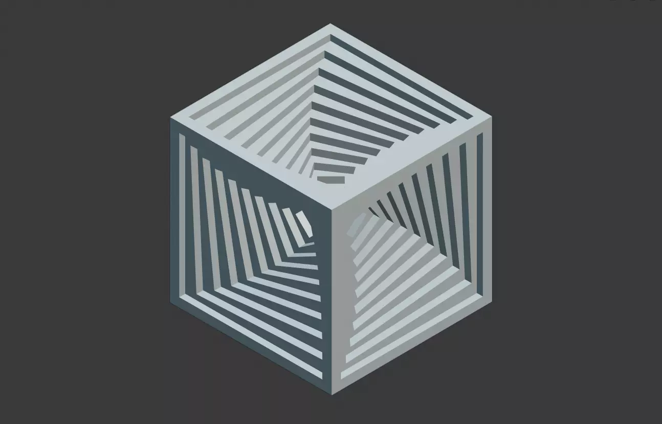 Inner spiral vortex cube 3D print model_0