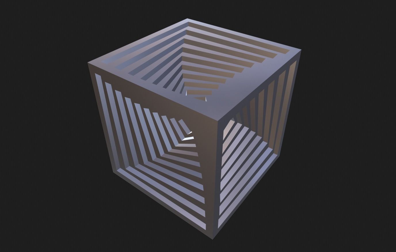 Inner spiral vortex cube 3D print model_2