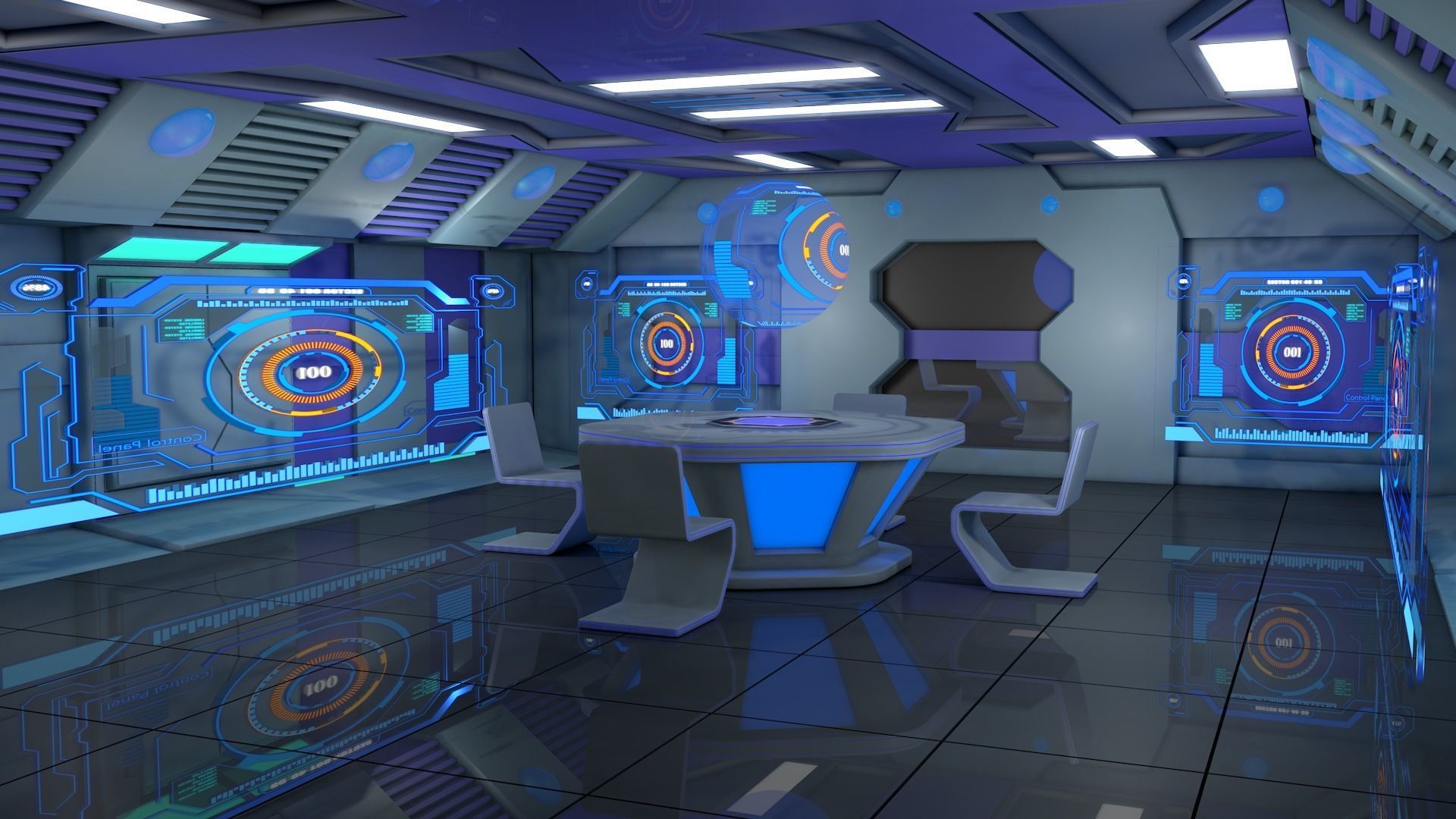 Sci Fi Interior 3D model_1
