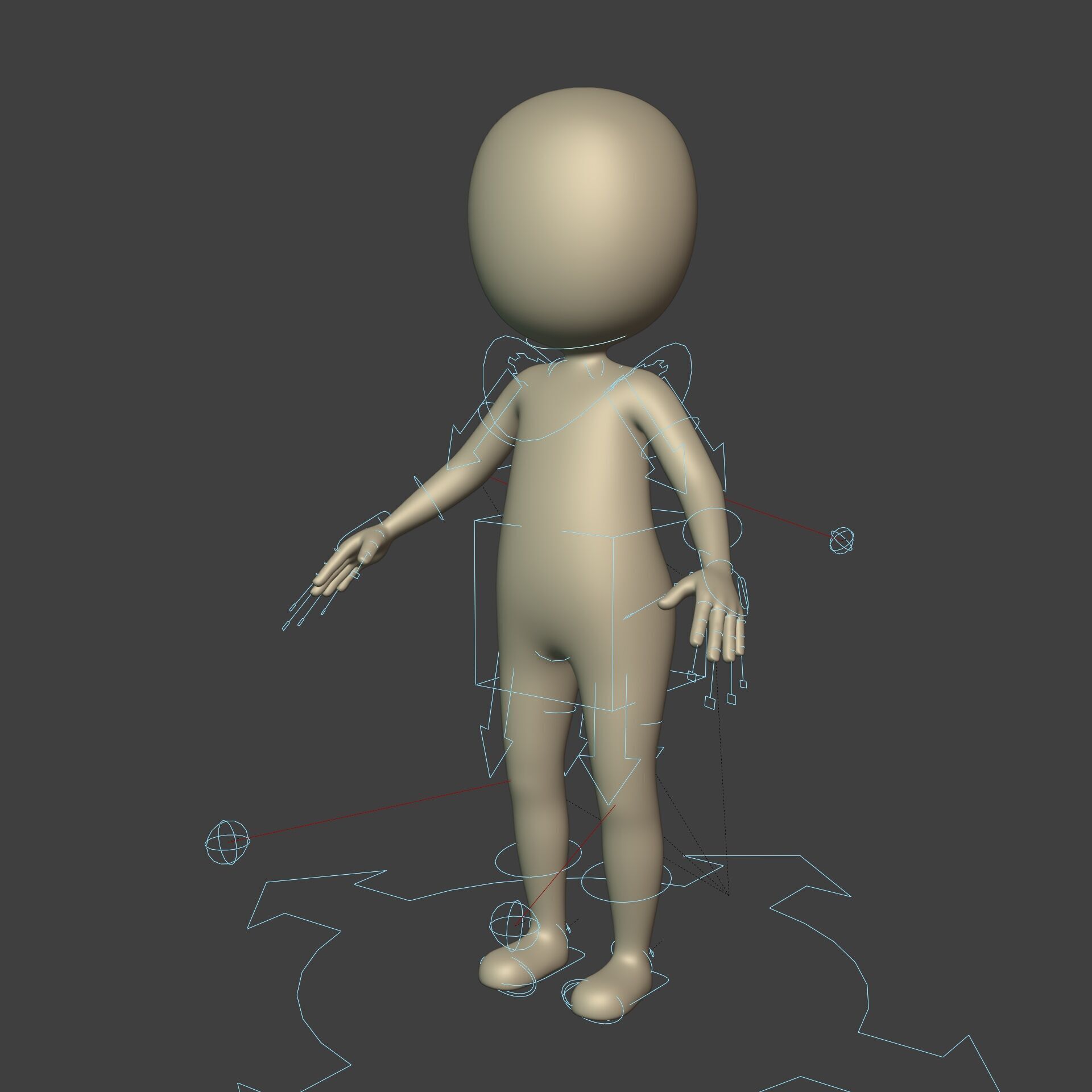 Cartoon Stickman - Man - Character - with IK and FK Rig  Low-poly 3D model_2