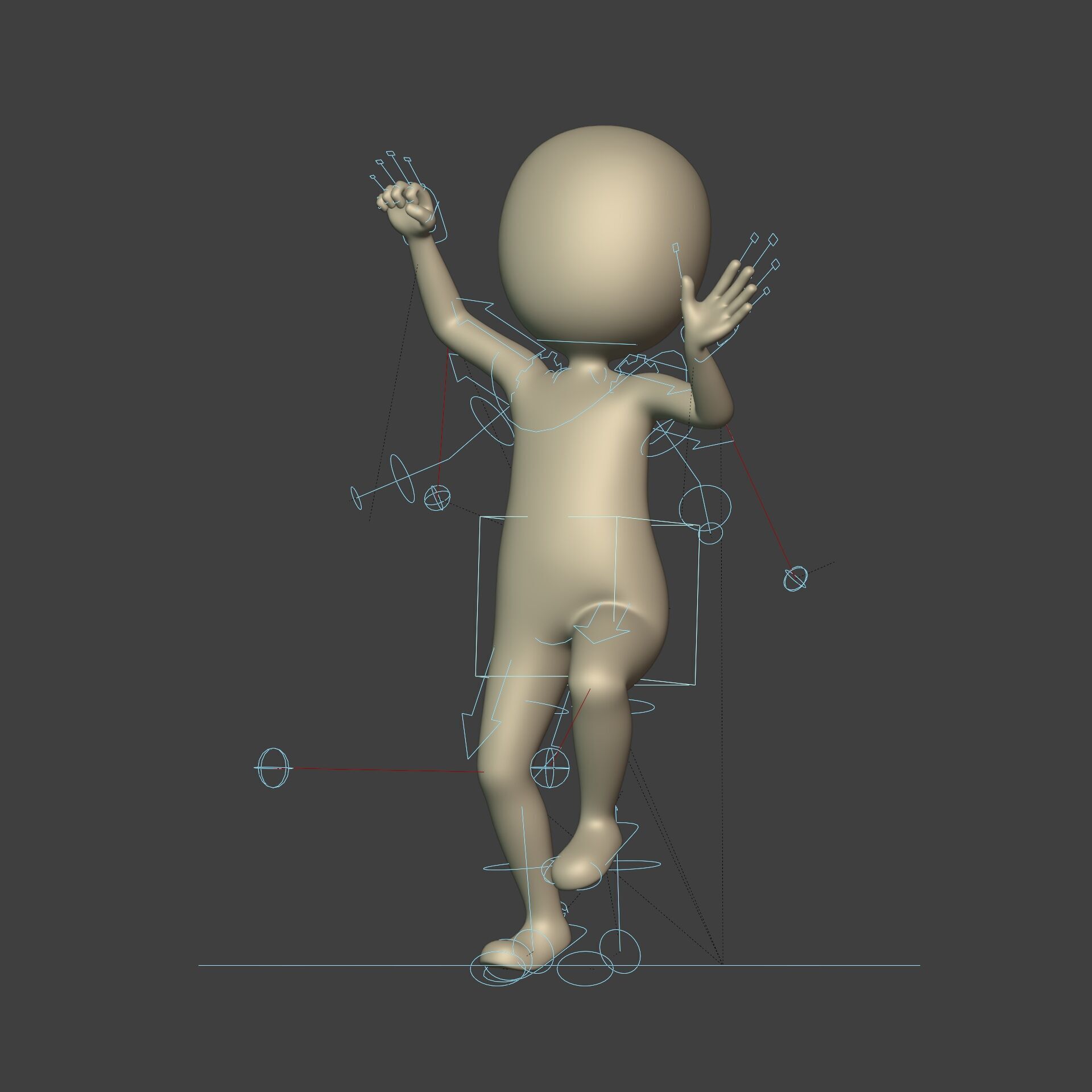 Cartoon Stickman - Man - Character - with IK and FK Rig  Low-poly 3D model_1
