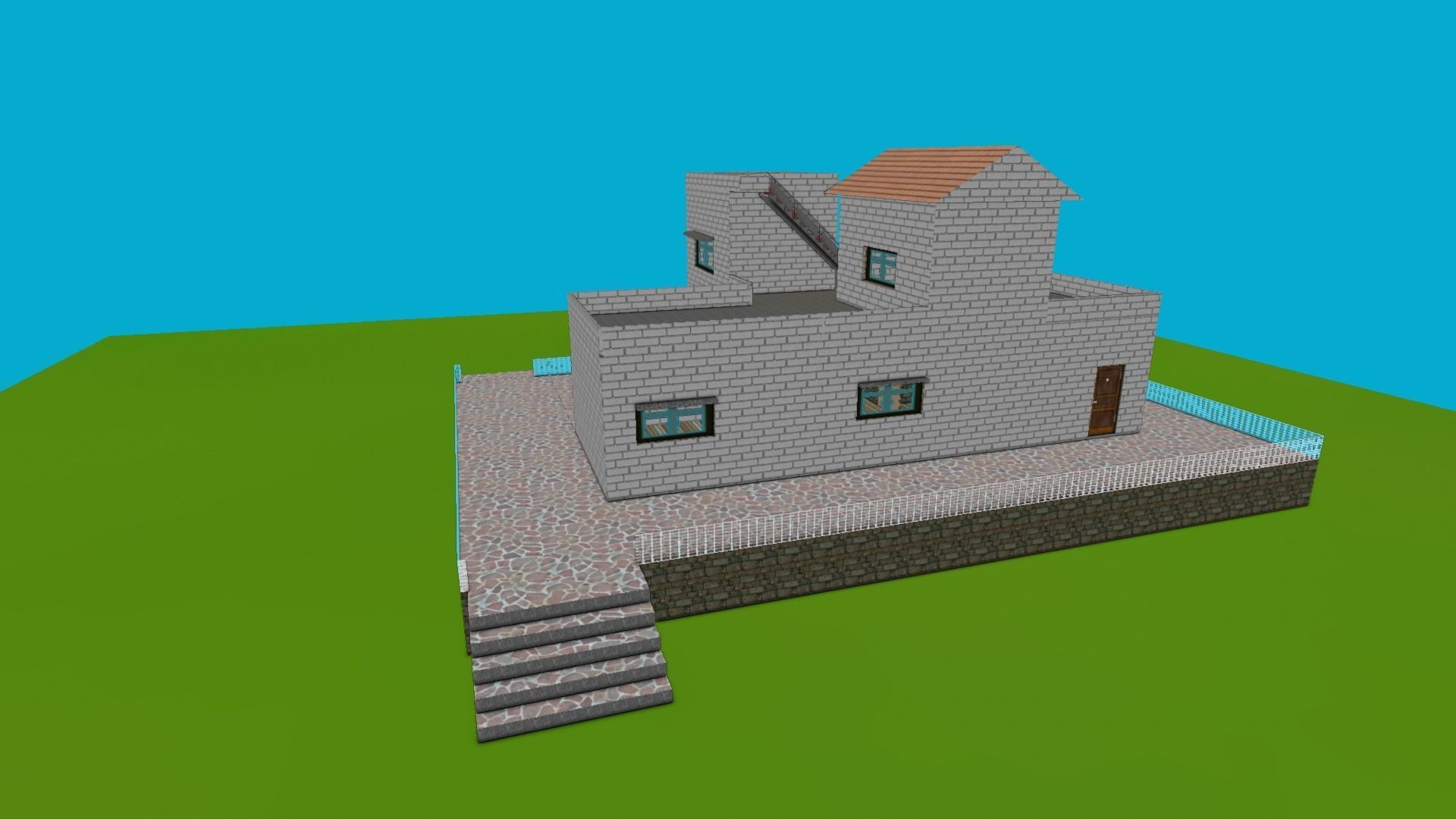 House Low poly in minecraft Low-poly 3D model_3