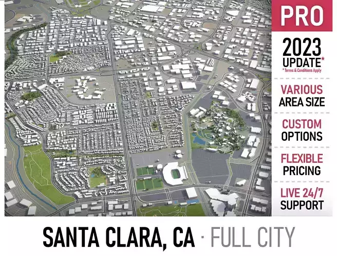 Santa Clara - California  Low-poly 3D model