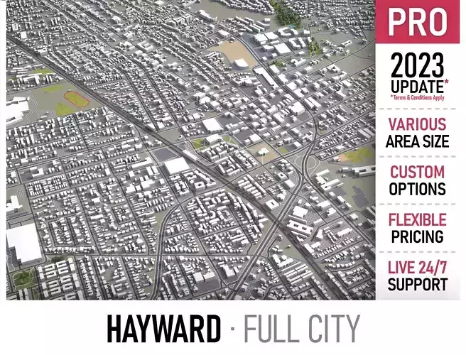 Hayward - 3D City Model Low-poly 3D model