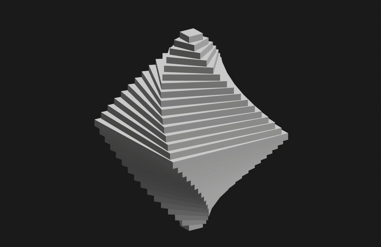 Double pyramid spiral vortex octahedron 3D print model_5