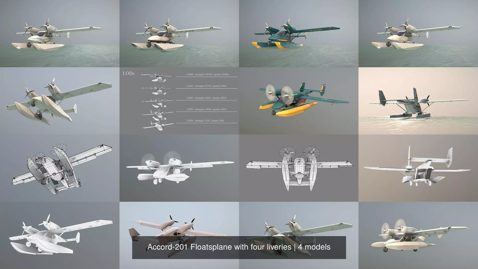 Accord-201 Floatsplane with four liveries 3D Model Collection_1