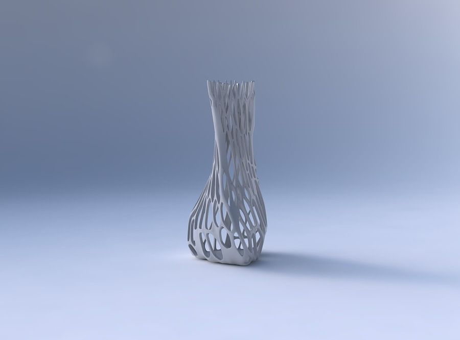 Vase twist puffy triangle with cracked organic lattice 2 3D print model_4