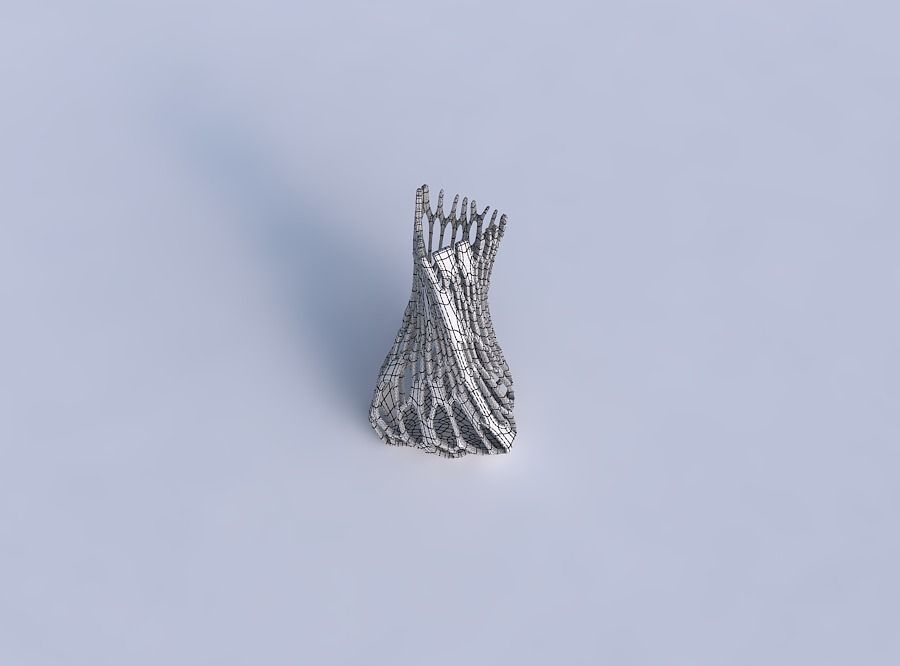 Vase twist puffy triangle with cracked organic lattice 2 3D print model_6