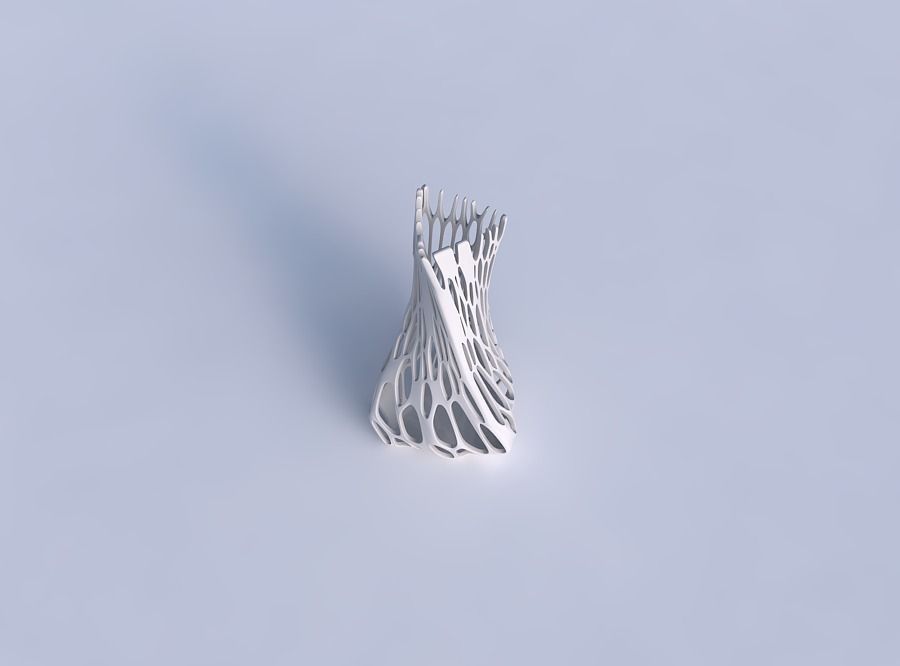 Vase twist puffy triangle with cracked organic lattice 2 3D print model_1