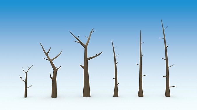 Dried trees Low-poly 3D model
