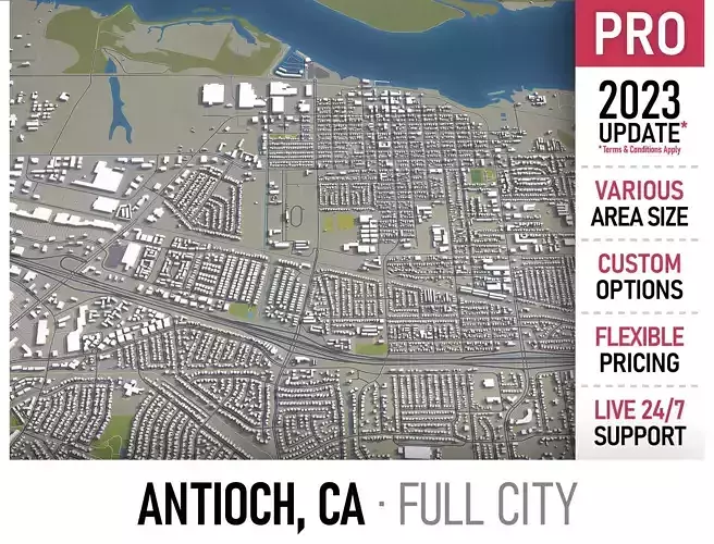 Antioch - California  Low-poly 3D model