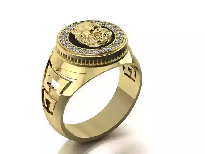 signet ring with lion head two options     
