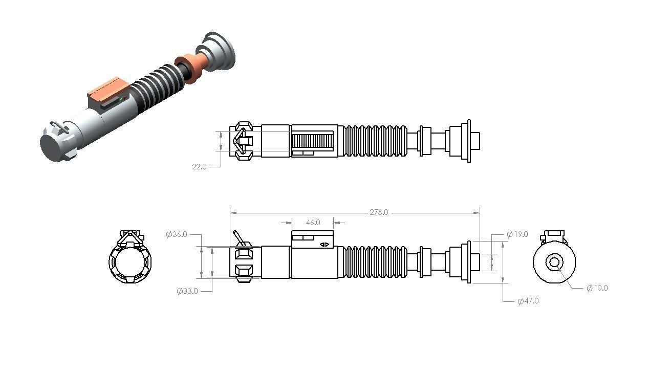 Luke Skywalker lightsaber 3D print model_5