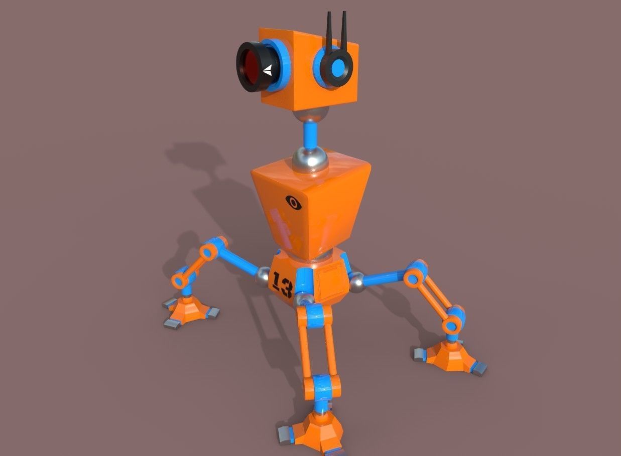 Spider camera bot Low-poly 3D model_6