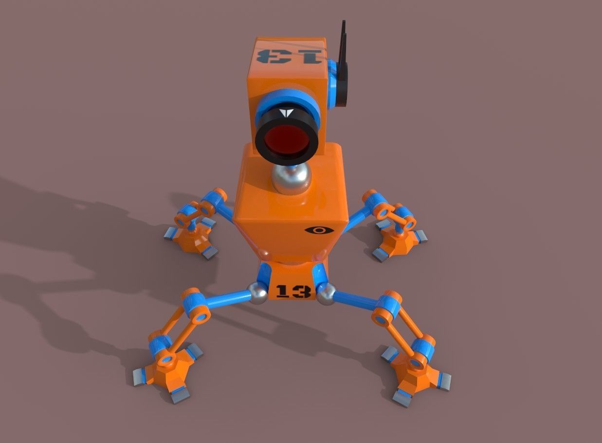 Spider camera bot Low-poly 3D model_1