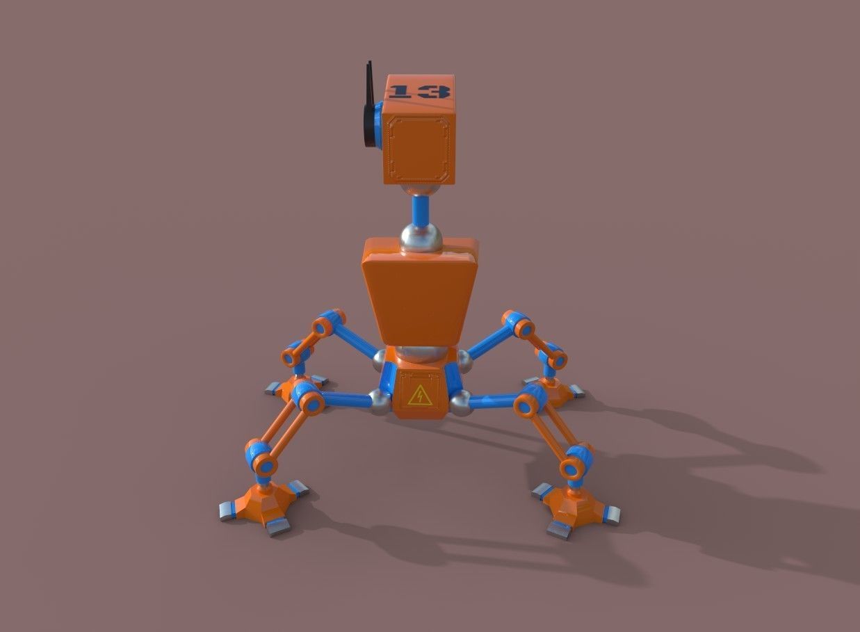 Spider camera bot Low-poly 3D model_2
