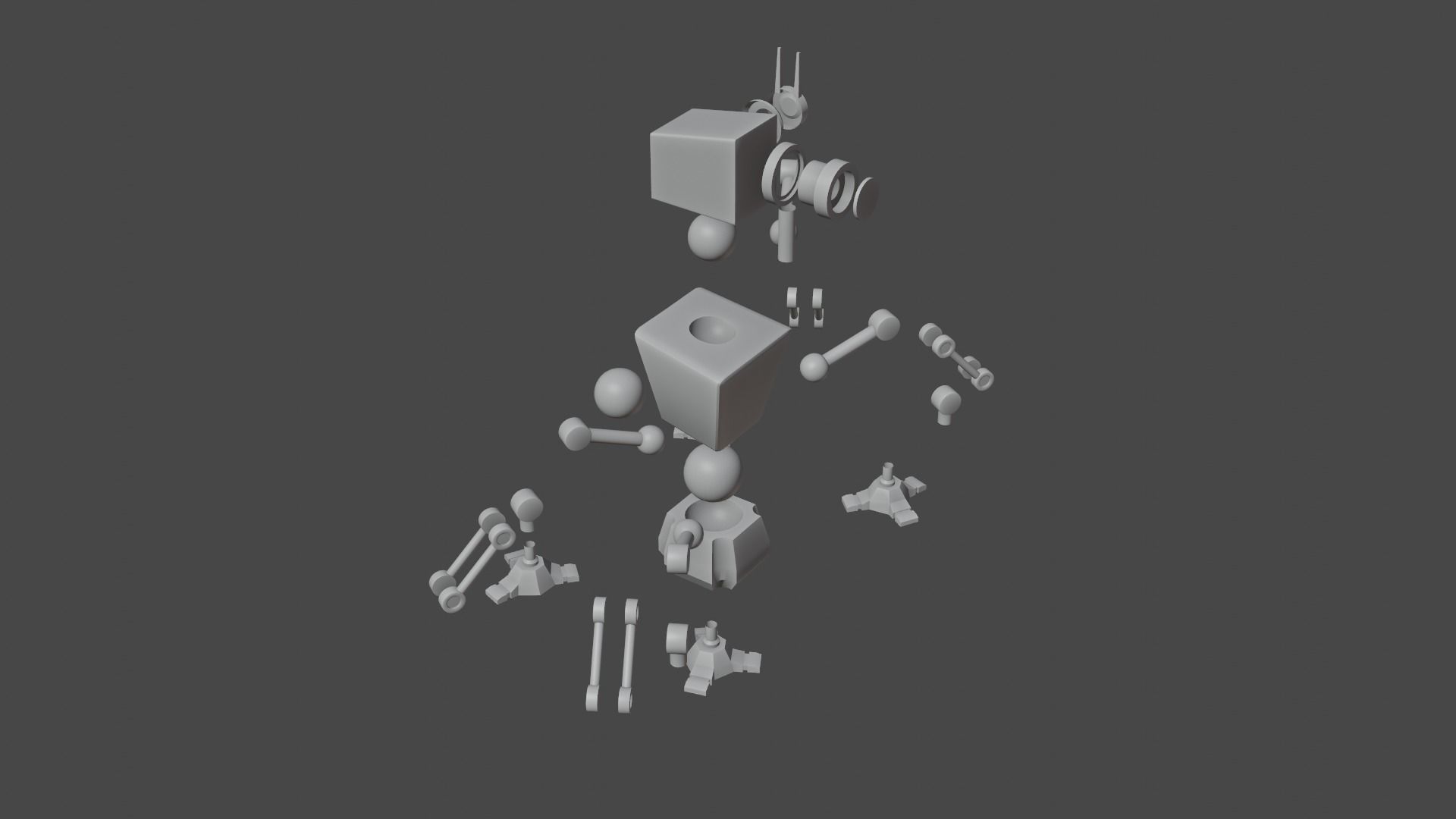 Spider camera bot Low-poly 3D model_7