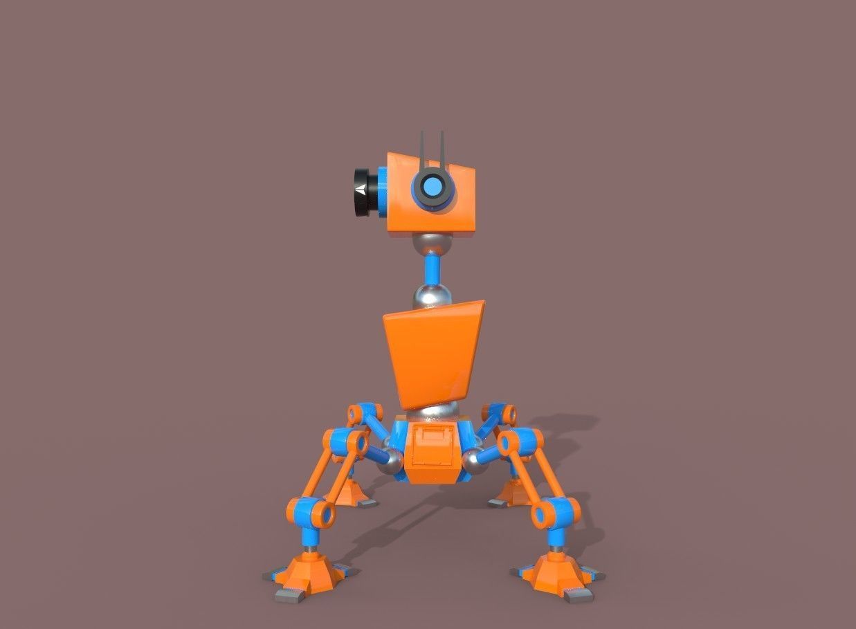 Spider camera bot Low-poly 3D model_3