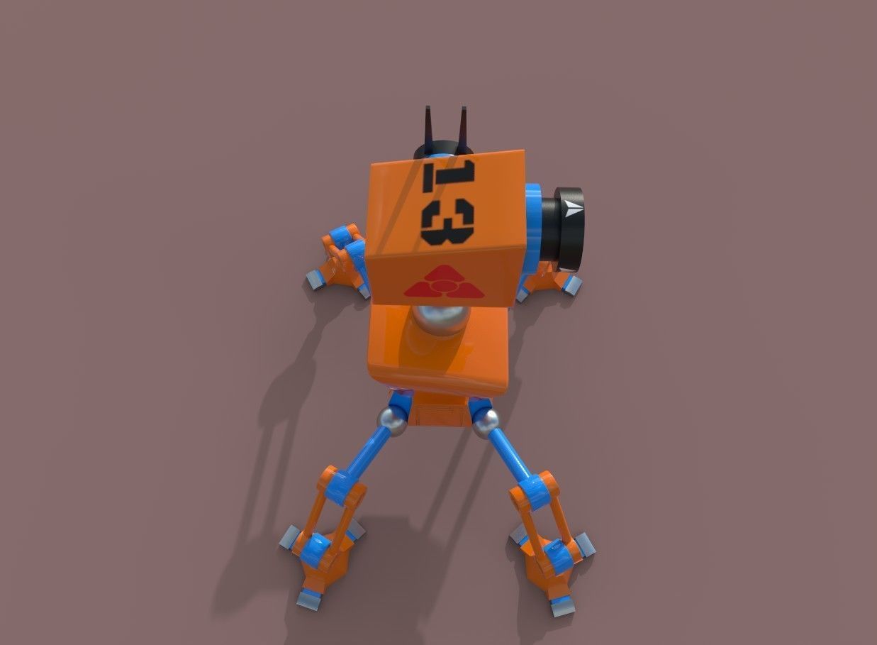 Spider camera bot Low-poly 3D model_4