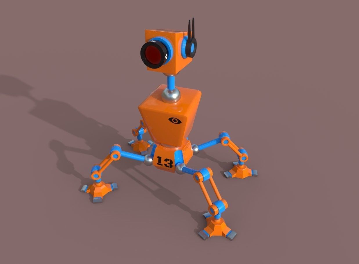 Spider camera bot Low-poly 3D model_0