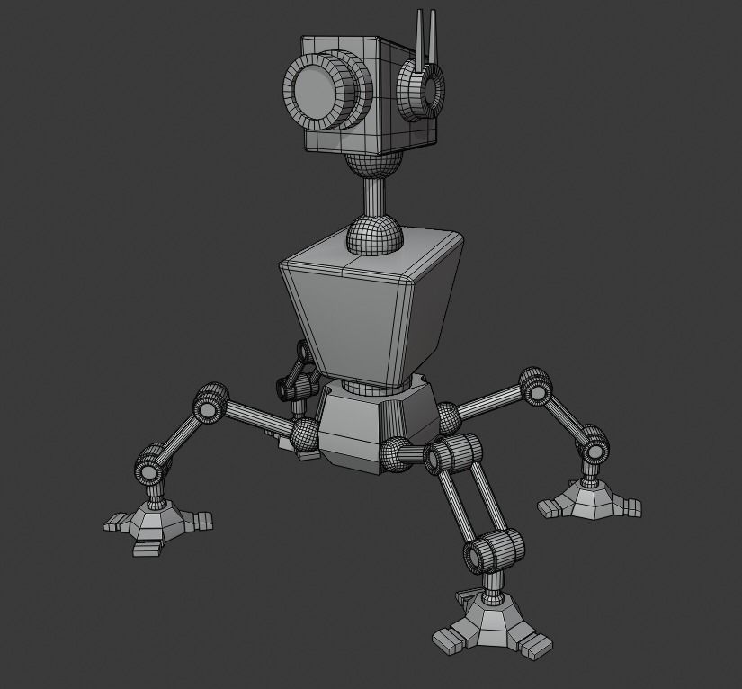 Spider camera bot Low-poly 3D model_10
