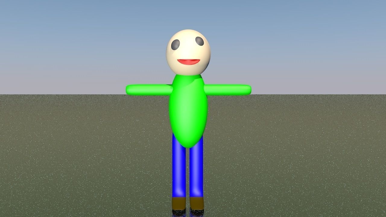 Baldi Rigged Cartoon 3D model_1
