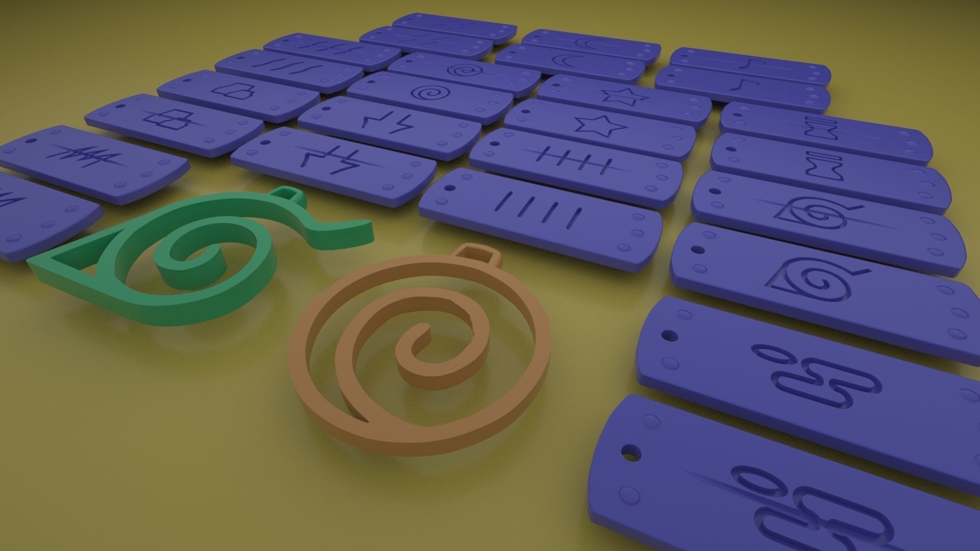 Naruto Village Symbols Keychains-necklace-bracelet 3d printable 3D print model_1