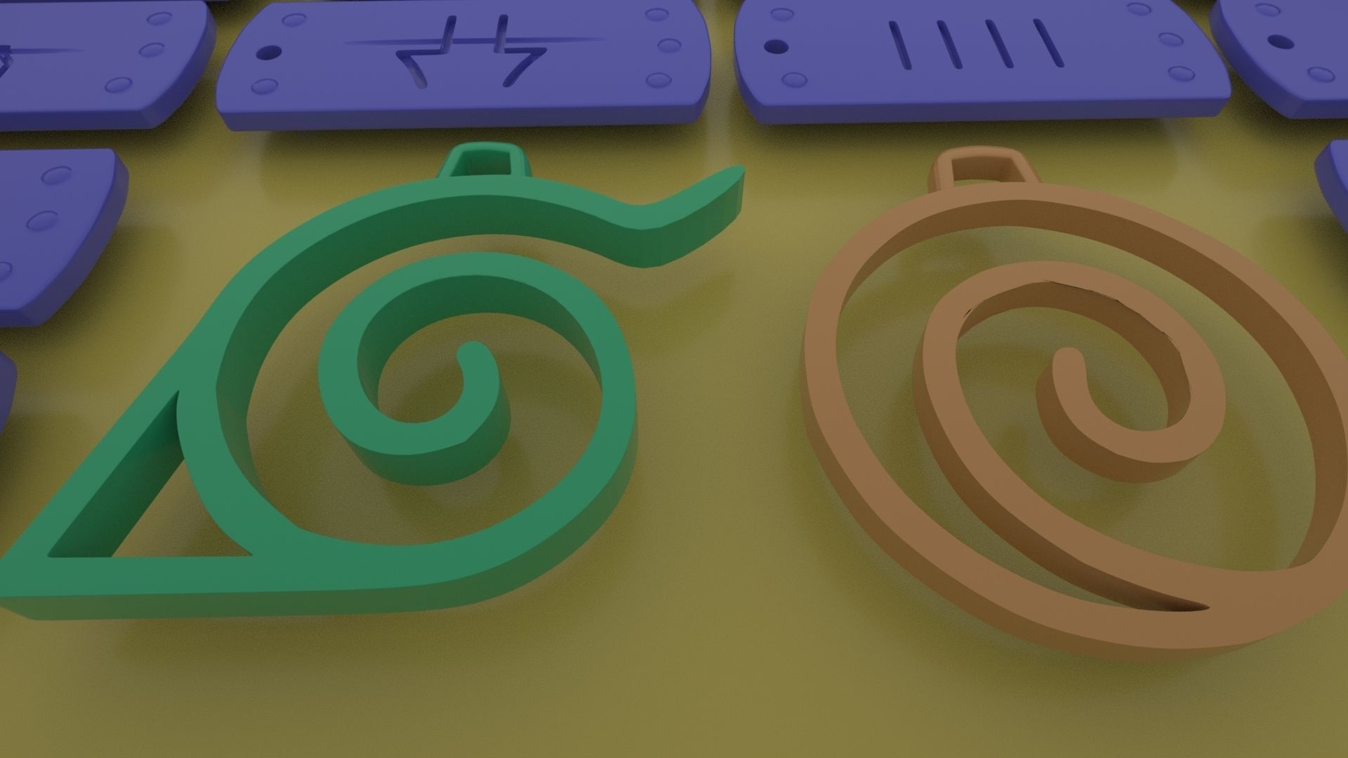 Naruto Village Symbols Keychains-necklace-bracelet 3d printable 3D print model_3