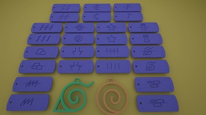 Naruto Village Symbols Keychains-necklace-bracelet 3d printable 3D print model