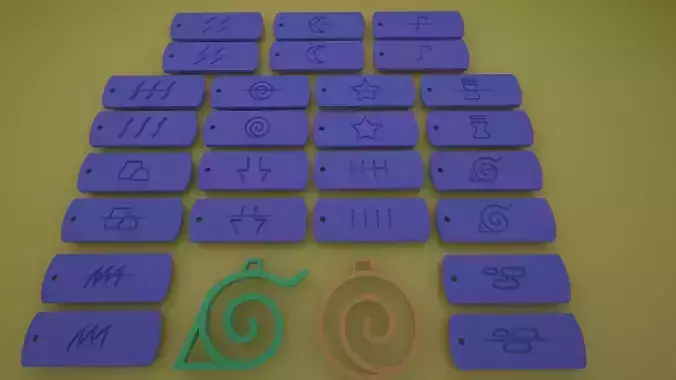 Naruto Village Symbols Keychains-necklace-bracelet 3d printable 3D print model