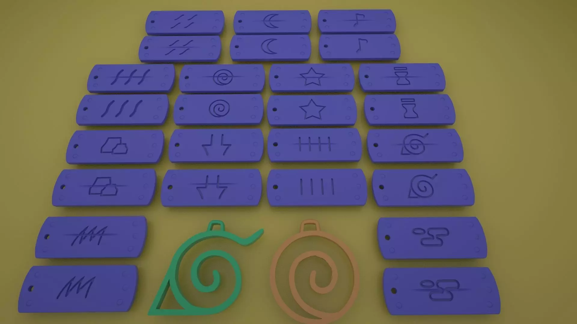 Naruto Village Symbols Keychains-necklace-bracelet 3d printable 3D print model_0