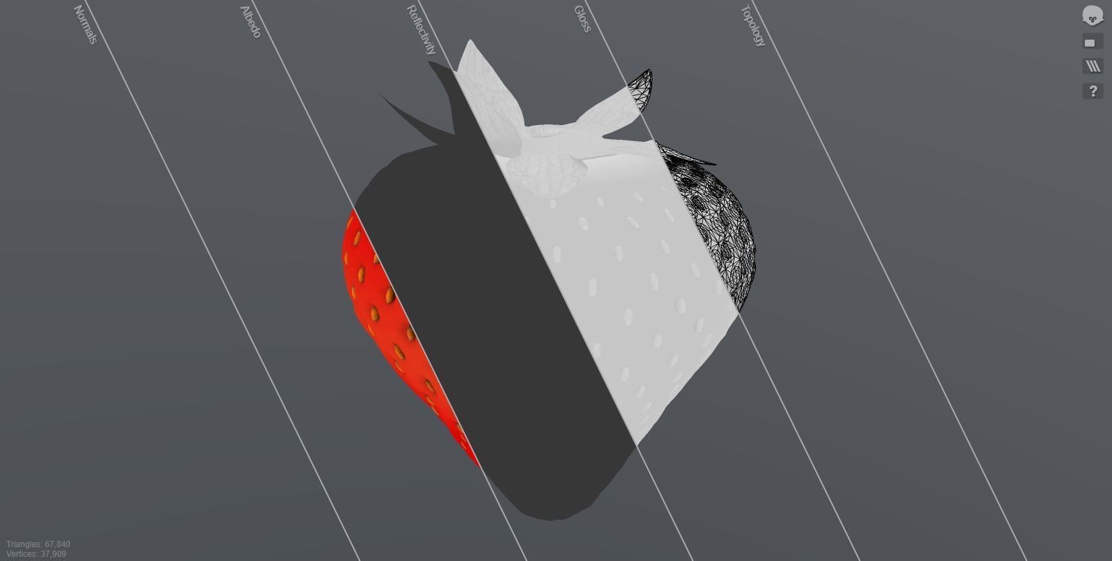 Strawberry Low-poly 3D model_1