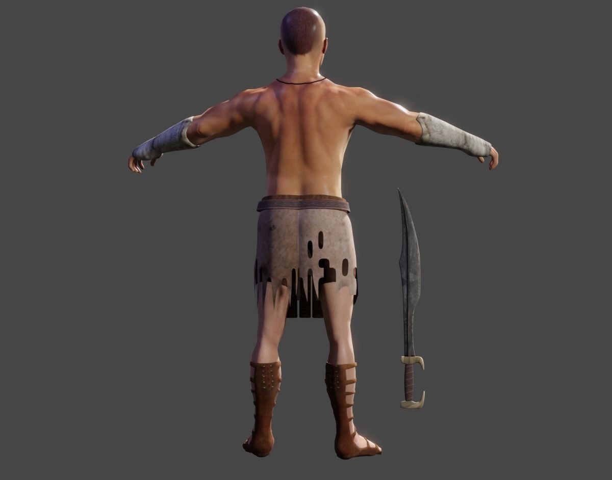Human Male Warrior Swordsman Blender Low-poly 3D model_6