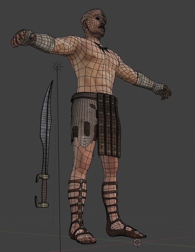 Human Male Warrior Swordsman Blender Low-poly 3D model_10