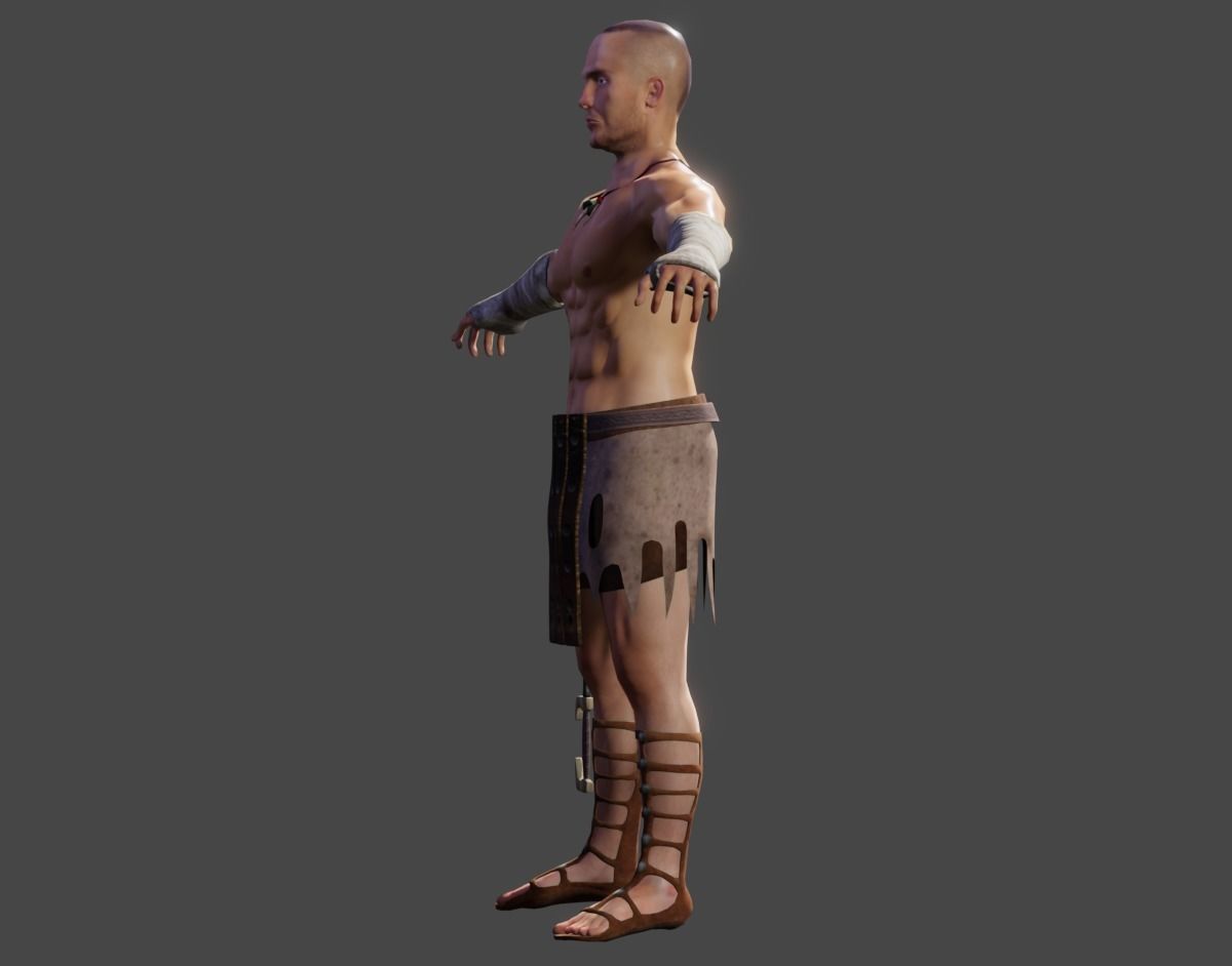 Human Male Warrior Swordsman Blender Low-poly 3D model_4