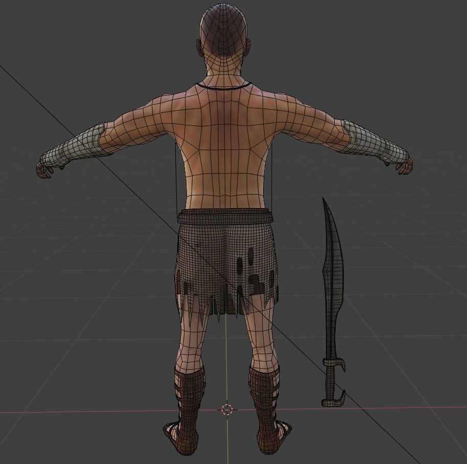 Human Male Warrior Swordsman Blender Low-poly 3D model_11