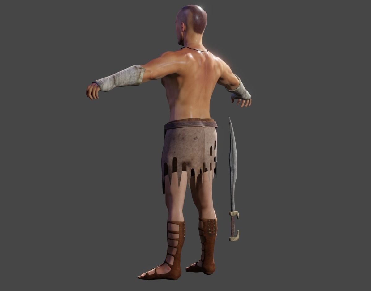 Human Male Warrior Swordsman Blender Low-poly 3D model_5