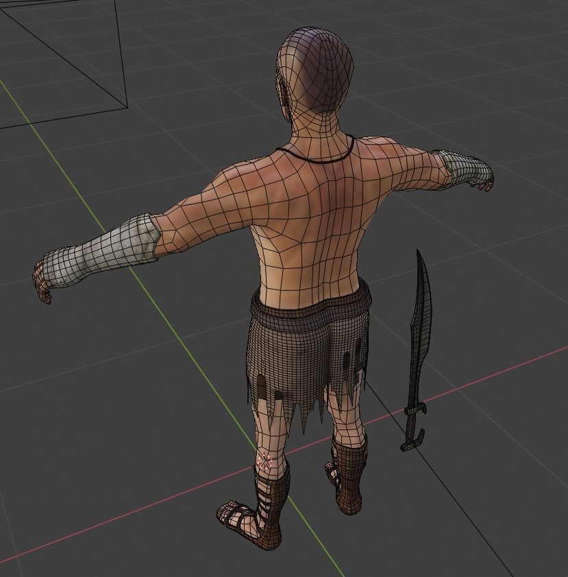 Human Male Warrior Swordsman Blender Low-poly 3D model_8