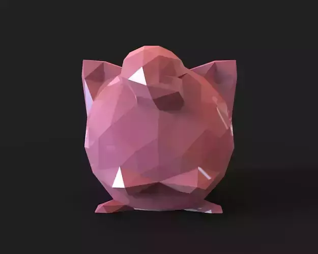 Jigglypuff Low Poly polygonal ball 3D print model