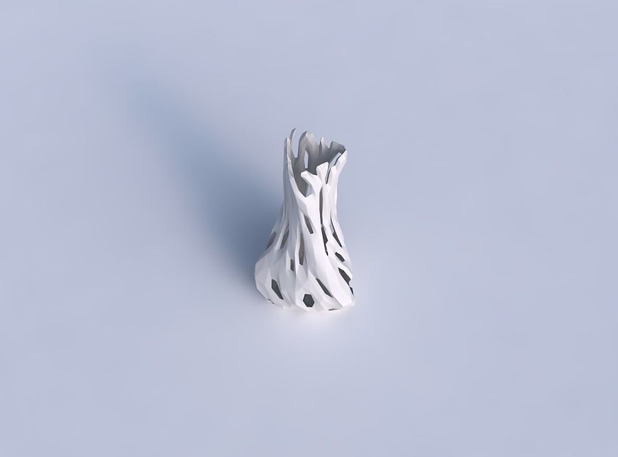 Vase twist puffy triangle with faceted cuts 3D print model_1