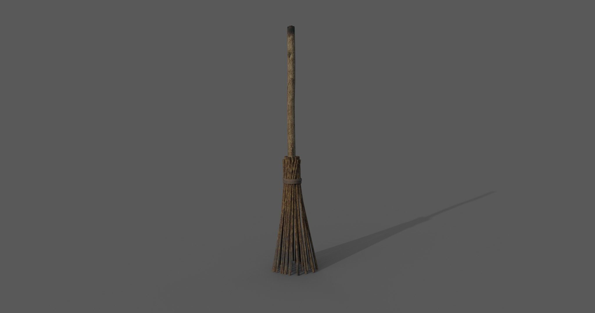Medieval Style Broom 3D model_3