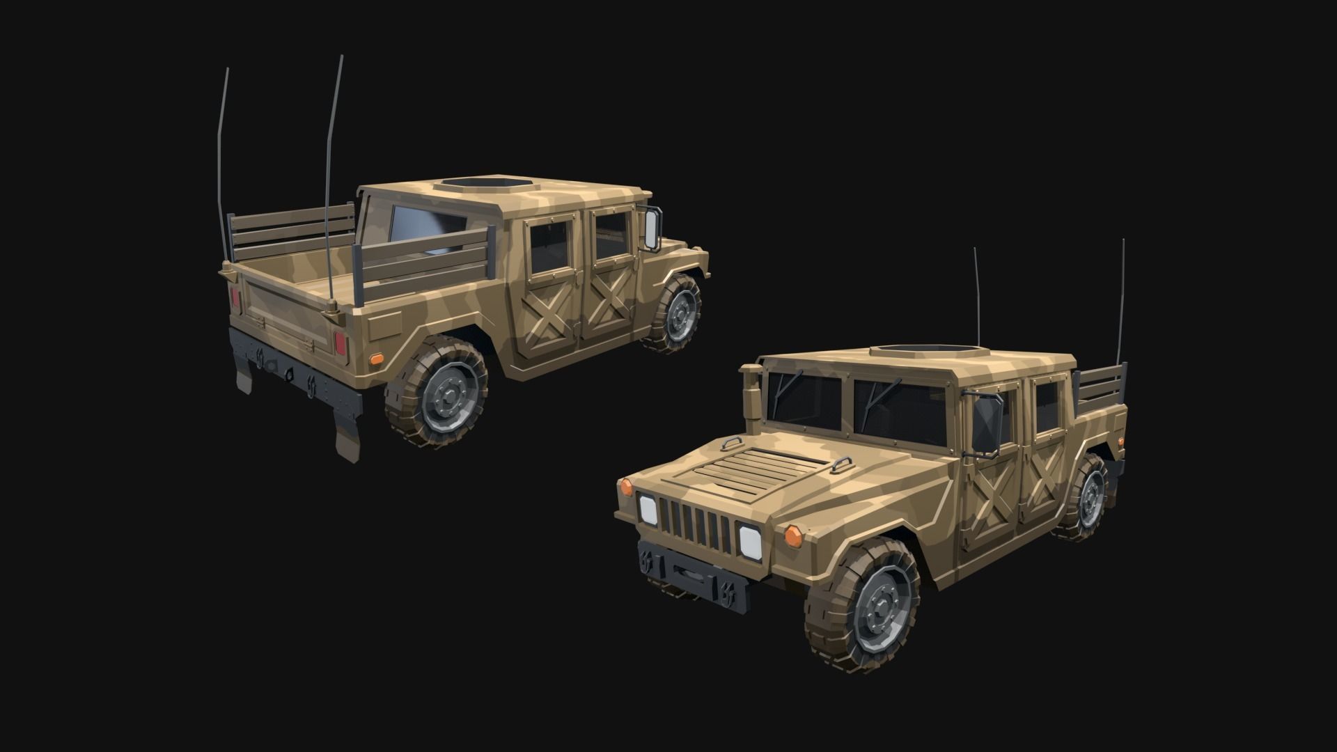 Low Poly  Military Vehicles Low-poly 3D model_3