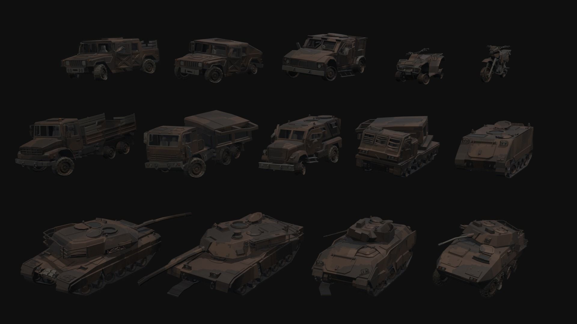 Low Poly  Military Vehicles Low-poly 3D model_16