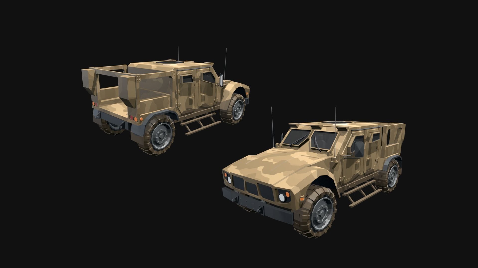 Low Poly  Military Vehicles Low-poly 3D model_5