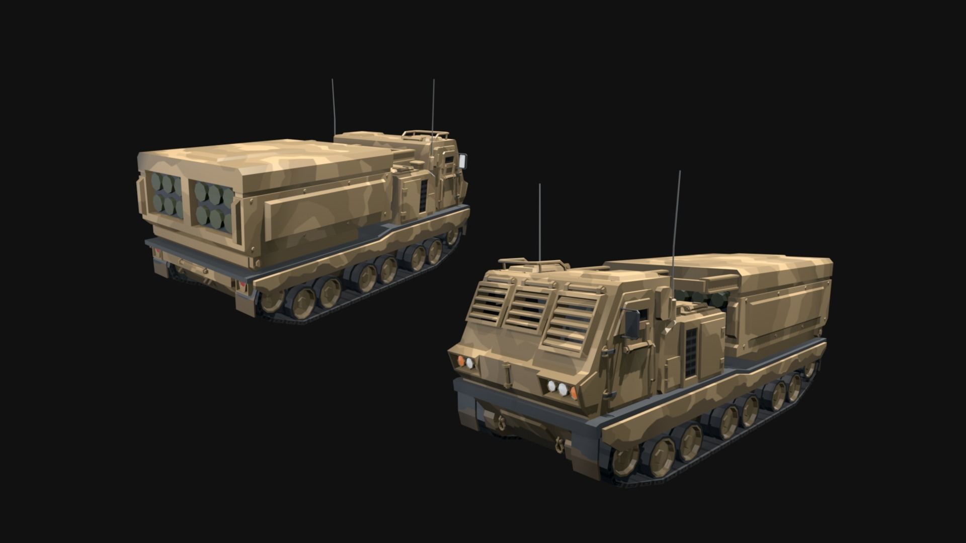 Low Poly  Military Vehicles Low-poly 3D model_12