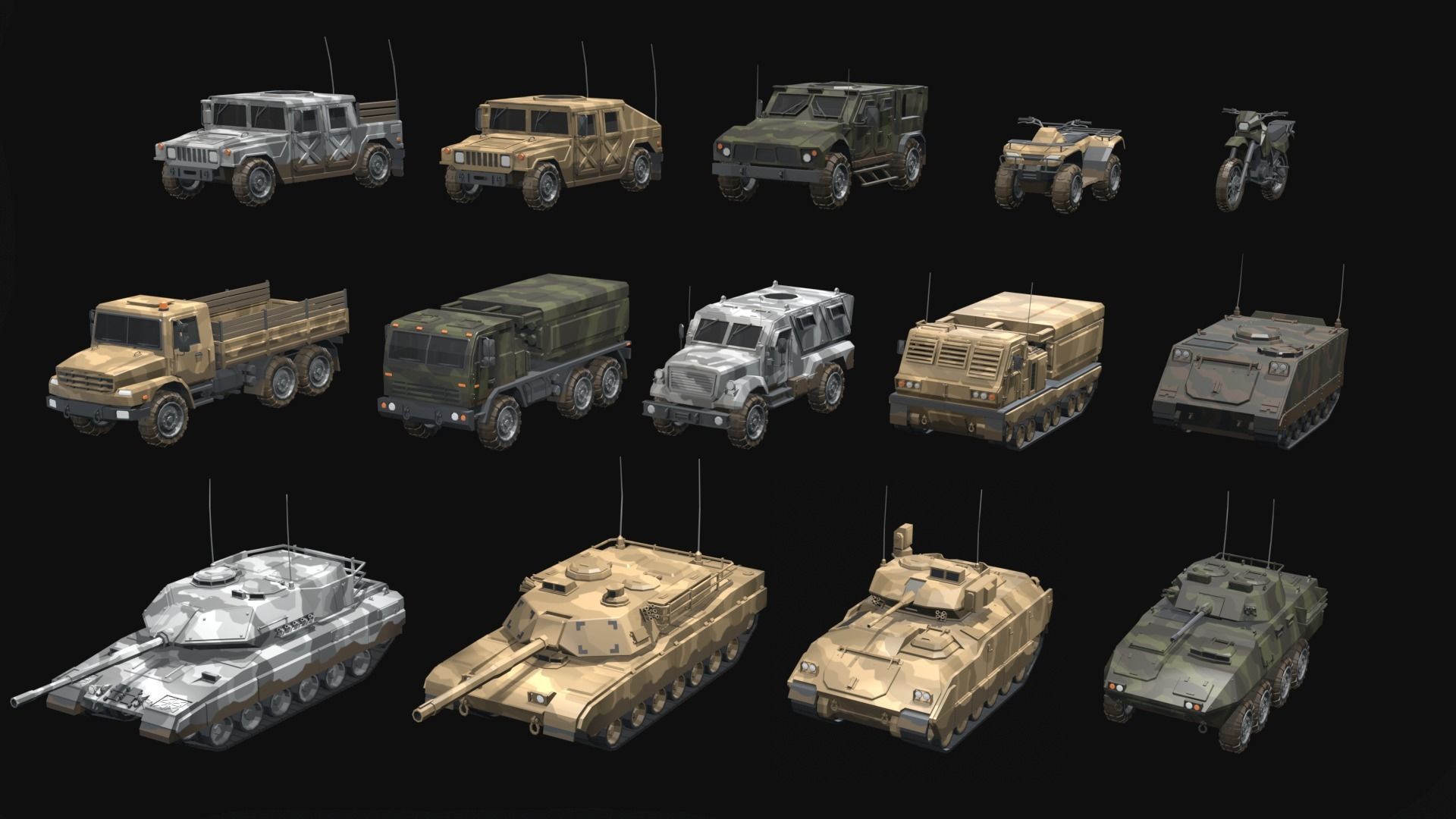 Low Poly  Military Vehicles Low-poly 3D model_15