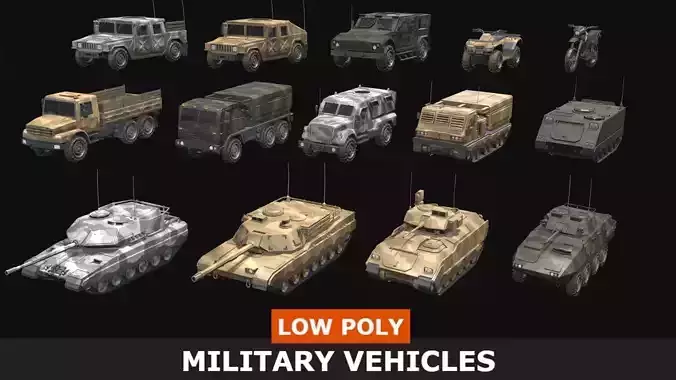 Low Poly  Military Vehicles Low-poly 3D model